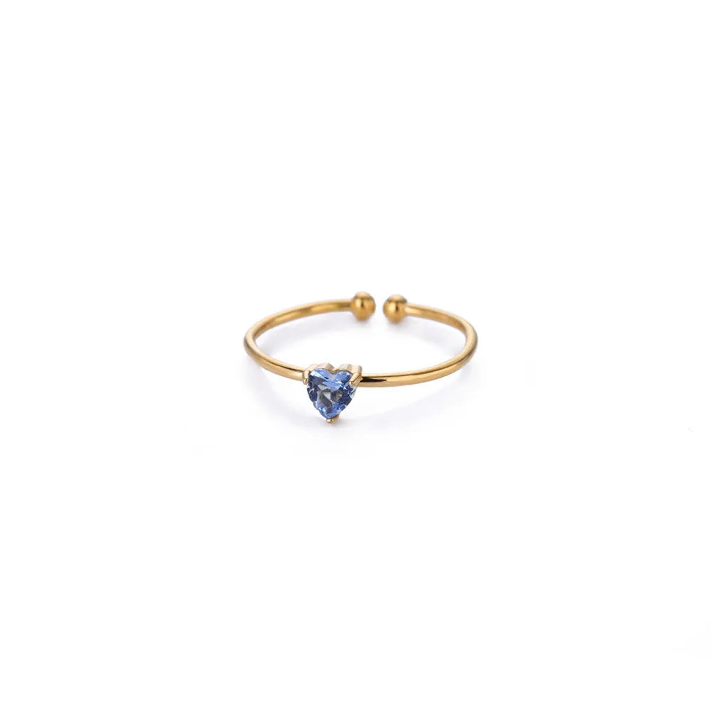Mode Zirkon Herz Geburtssteinringe für Damen Edelstahl Goldfarbe Geburtssteinring Ästhetischer Hochzeitsschmuck Geschenk