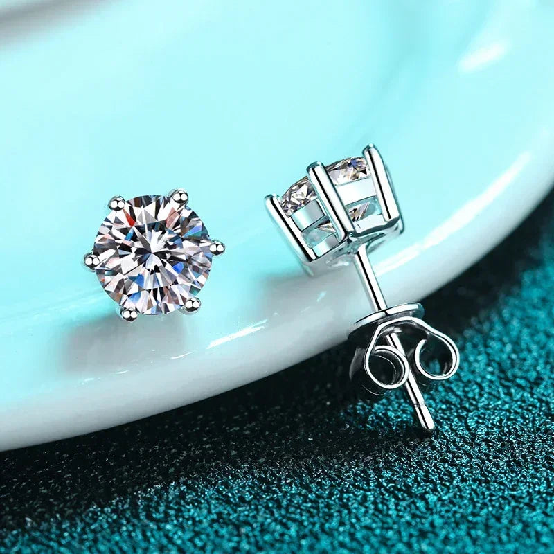 NeeTim 0.1-2 Karat D Color Moissanit Ohrringe für Damen 925 Sterling Silber Ohrstecker Funkelnder Diamant Hochzeit Edler Schmuck