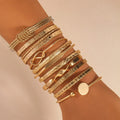 12 Pcs/Set Trendy Multilayer Open Bangles Set for Women Punk Gold Color Geometric Delicate Twist Bracelets Wedding Jewelry Gifts