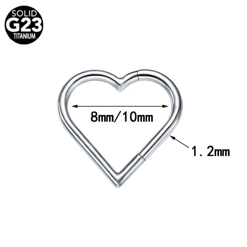 G23 Titanio Abeja Septum Aro Nariz Piercing Joyería Corporal 16G Segmento Lunar Serpiente Clicker Hélice Oreja Cartílago Corazón Daith Aro