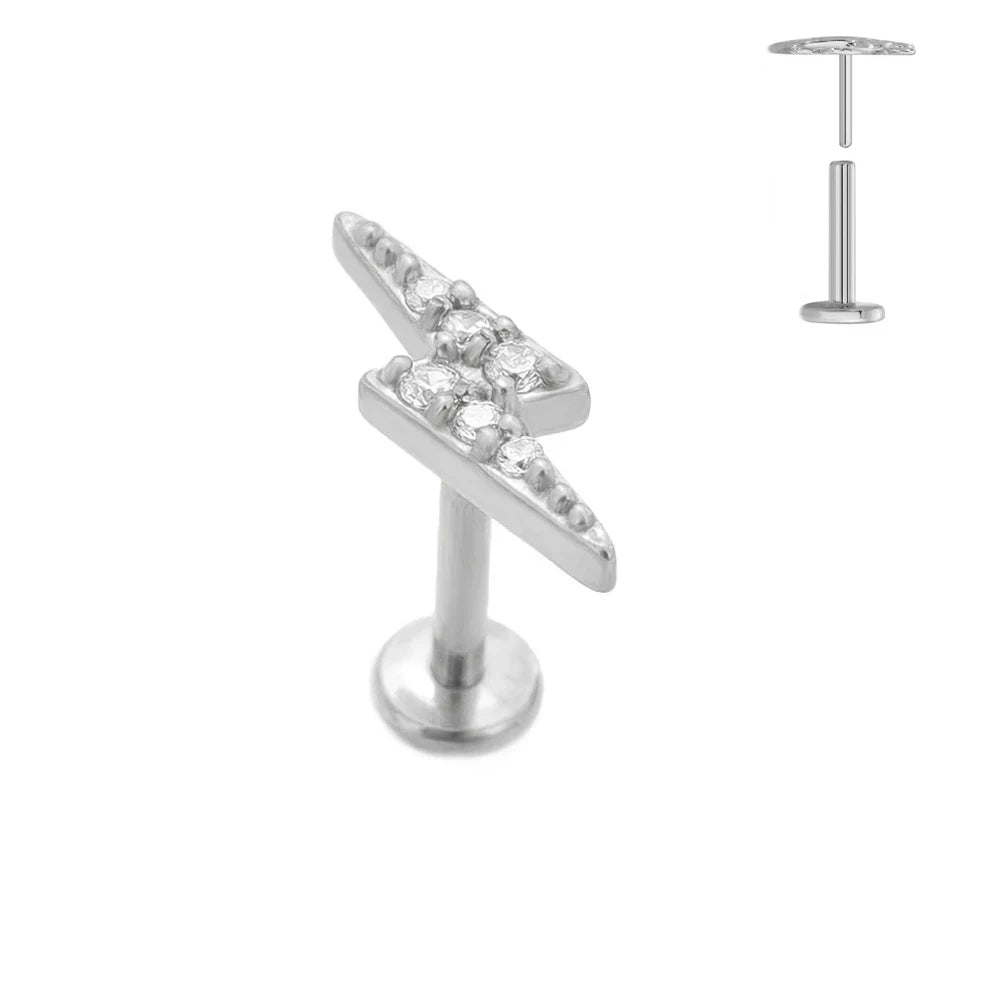 ASTM F136 G23 Titan Blattzweig Push-In Threadless Labret Piercing 16/18/20G Ohrstecker Knorpel Großhandel Körperschmuck