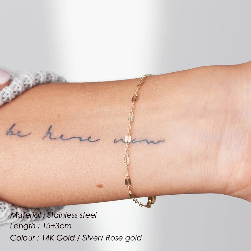 Edelstahlarmband für Damen, einfaches, glänzendes Kettenarmband mit verstellbarem Anhänger, minimalistischer Schmuck für Hochzeiten und Partys, Großhandel