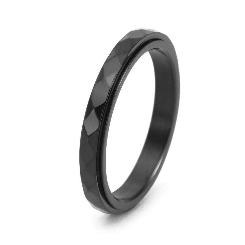 3mm dünner Edelstahl Facettierter Spinnerring Ehering für Damen und Mädchen Größe 5-12