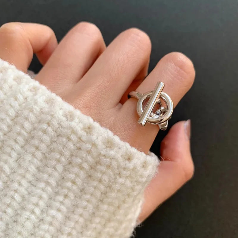 925er Sterling Silber Kette Einfache Geometrie Verstellbarer Ring Für Frauen Mode Hochzeit Feiner Schmuck Großhandel Schmuck