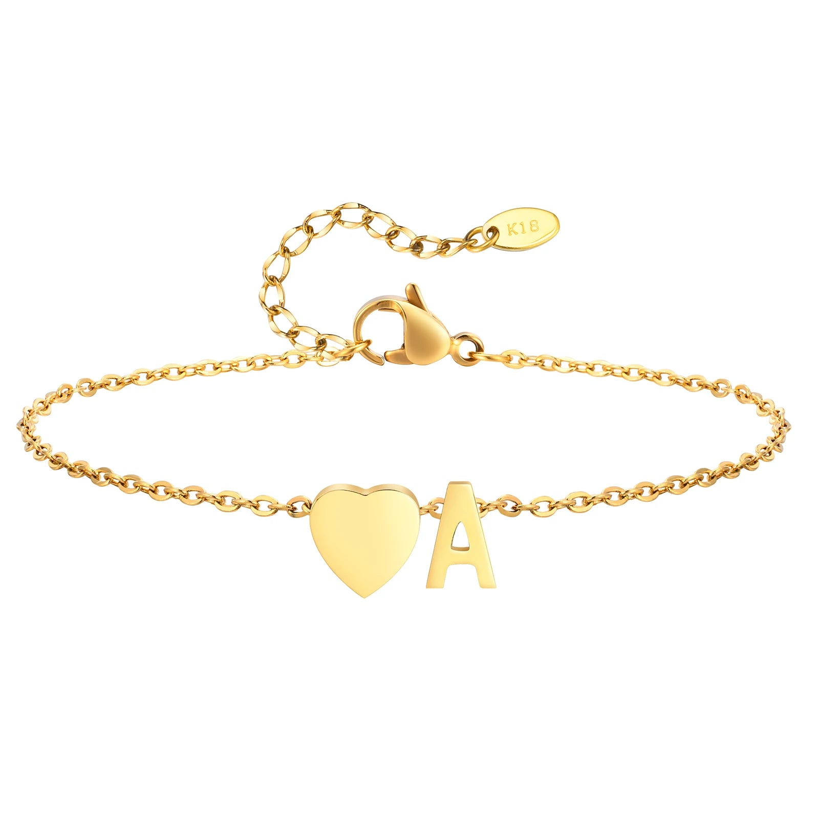 Damen Herz Anfangs-Fußkettchen Armbänder Verstellbarer Strand Schmuck Hypoallergener Edelstahl Personalisierte Namens Fußkette Fußkettchen