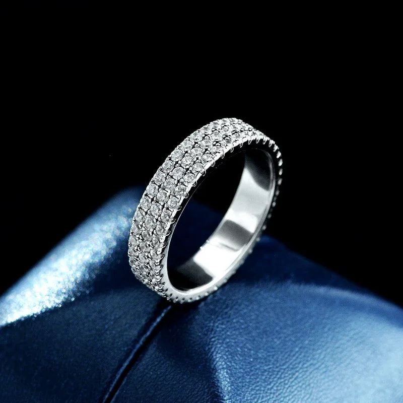 NeeTim Voll-Moissanit-Ring Sterlingsilber 925 vergoldet Hochzeitsverlobungs-Eternity-Band Patry Luxusschmuck für Damen