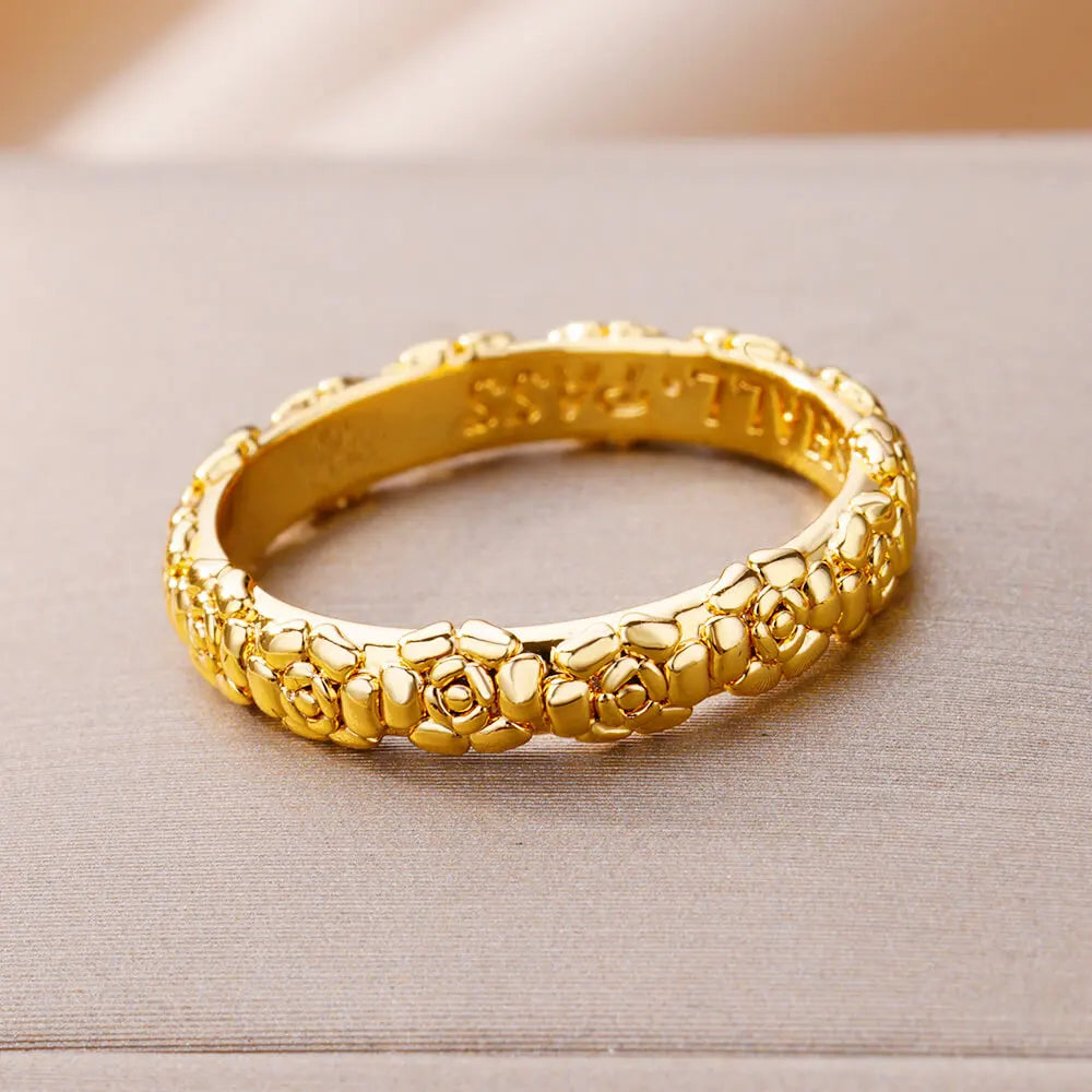 Edelstahl Rose Blumenringe für Damen Vintage Paar Ring Gothic Punk Creolen Unregelmäßiger Geometrischer Ring Schmuck Accessoires