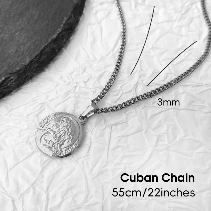 Colgante de Jesús de Hip-Hop para hombre: Collar con colgante de Jesús Cristo de acero inoxidable estilo rapero, joyería con cabeza de Jesús como regalo para hombres