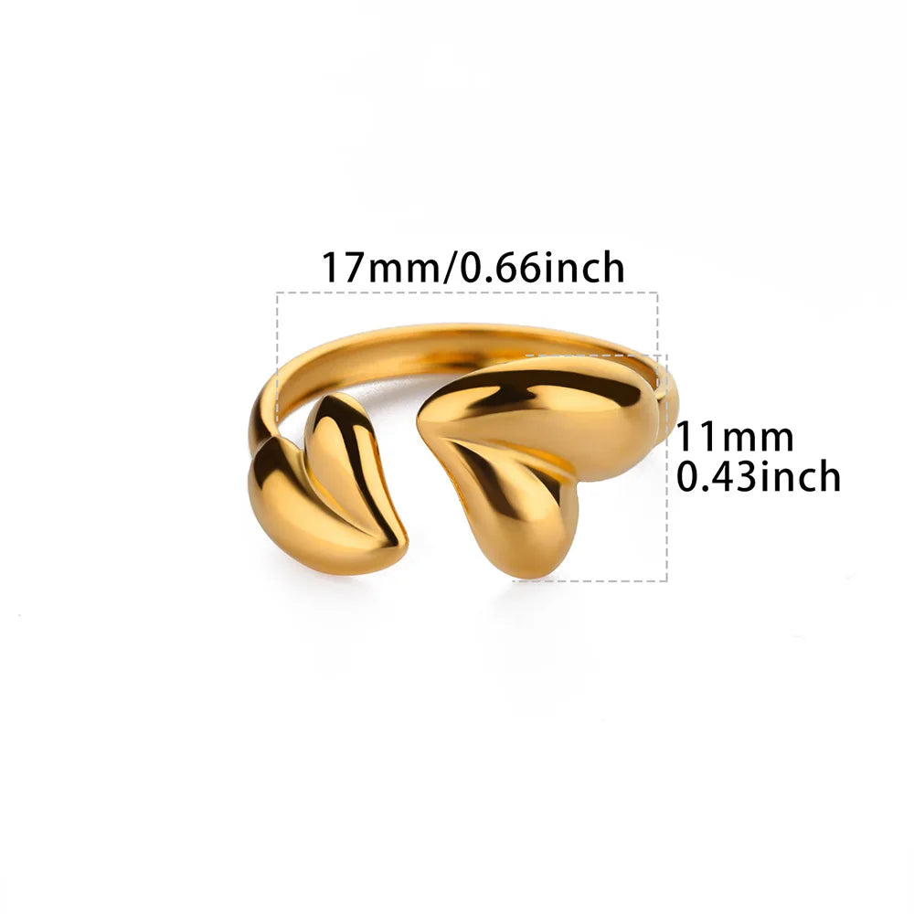 Unregelmäßiges Herz-Design Edelstahl Offene Ringe für Frauen Goldfarben Hochzeit Ästhetischer Ring Schmuck Accessoires Weihnachtsgeschenk
