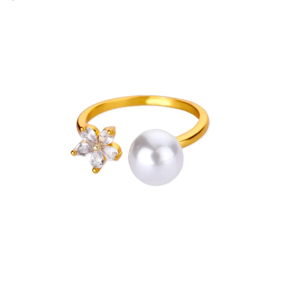 Luxus Zirkonia Schmetterlingsblumenringe für Frauen Edelstahl Goldfarbe Günstiger Ring Mode Hochzeits-Paar y2k Schmuck anillos