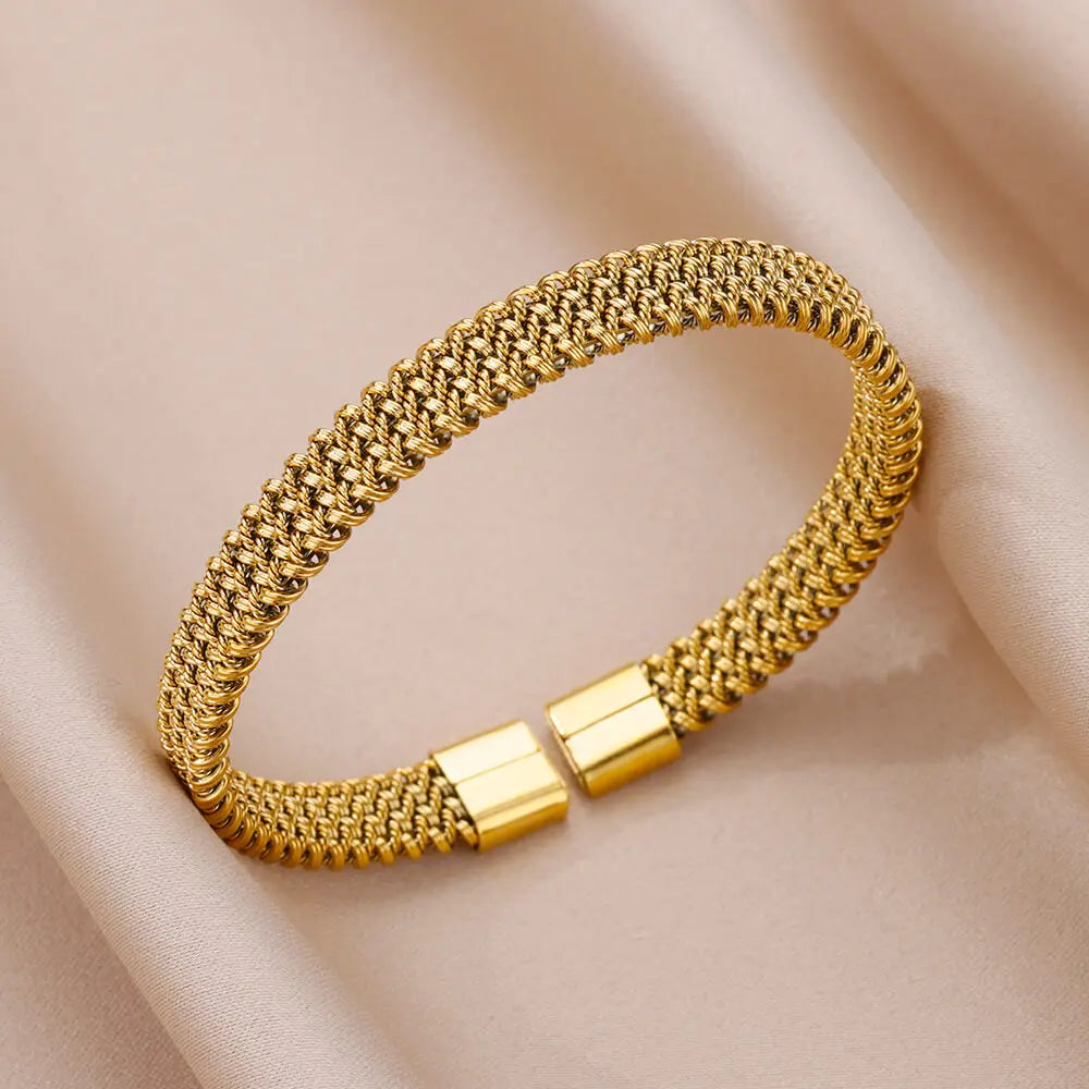 Schlangen Armreif Armband für Damen Edelstahl Vergoldet Öffnungsarmreif Tier Ästhetischer Schmuck pulseras mujer