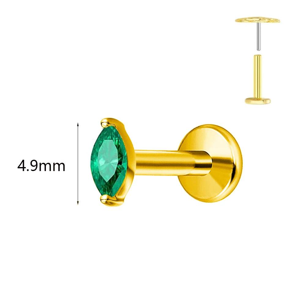 ASTM F136 G23 Titan Hasenohren Piercing Ohrstecker Push-In Threadless Labret 16/18/20G Knorpel Körperschmuck