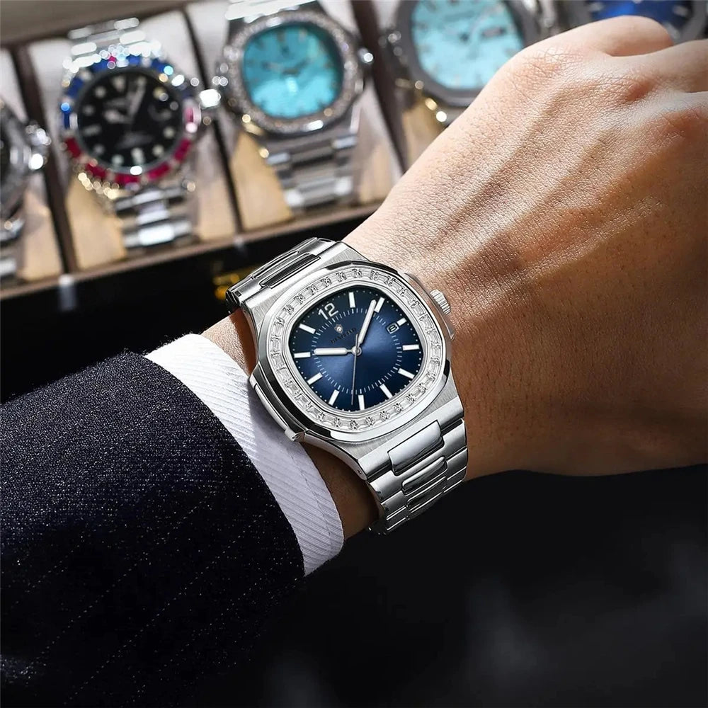 Reloj de Lujo Digital con Nuevos Diamantes para Hombre Moda Relojes de Pulsera de Cuarzo Relojes Automáticos para Hombre Regalos para Hombre Reloj Todo Por 1 Real