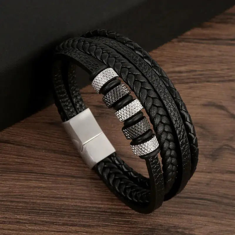 Klassisches Herren Lederarmband Neuer Stil Handgewebt Mehrschichtige Kombination Accessoire Mode Herrenschmuck Großhandel Dropshipping