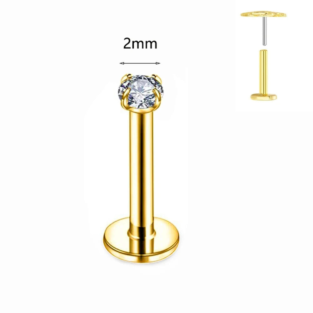 ASTM F136 G23 Titan Labret Piercing Seestern Ohrstecker Biene Blatt Push-In CZ Gewindeloser Knorpel 16/18/20G Körperschmuck