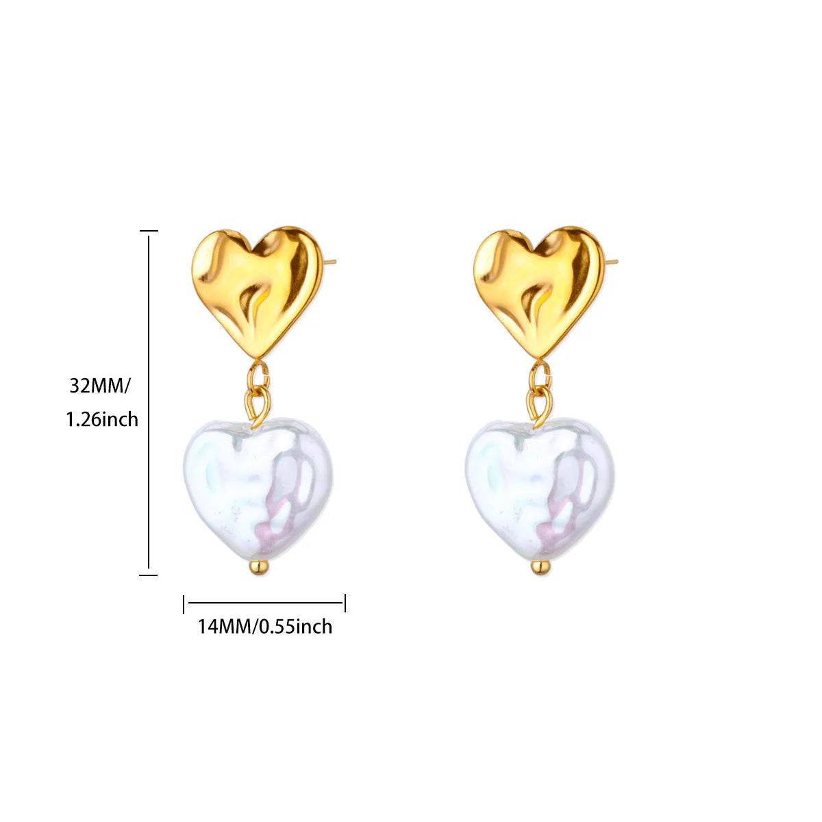 Elegante Imitationsperlen-Ohrringe für Damen Edelstahl Herz Schmetterling Muschel Tropfenohrringe Luxuriöser Ästhetischer Schmuck als Geschenk