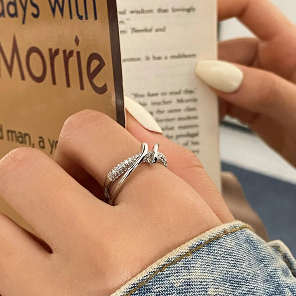 Anillo ajustable coreano Punk con circonita cúbica para mujer, regalos para fiestas de oficina, accesorios de joyería.