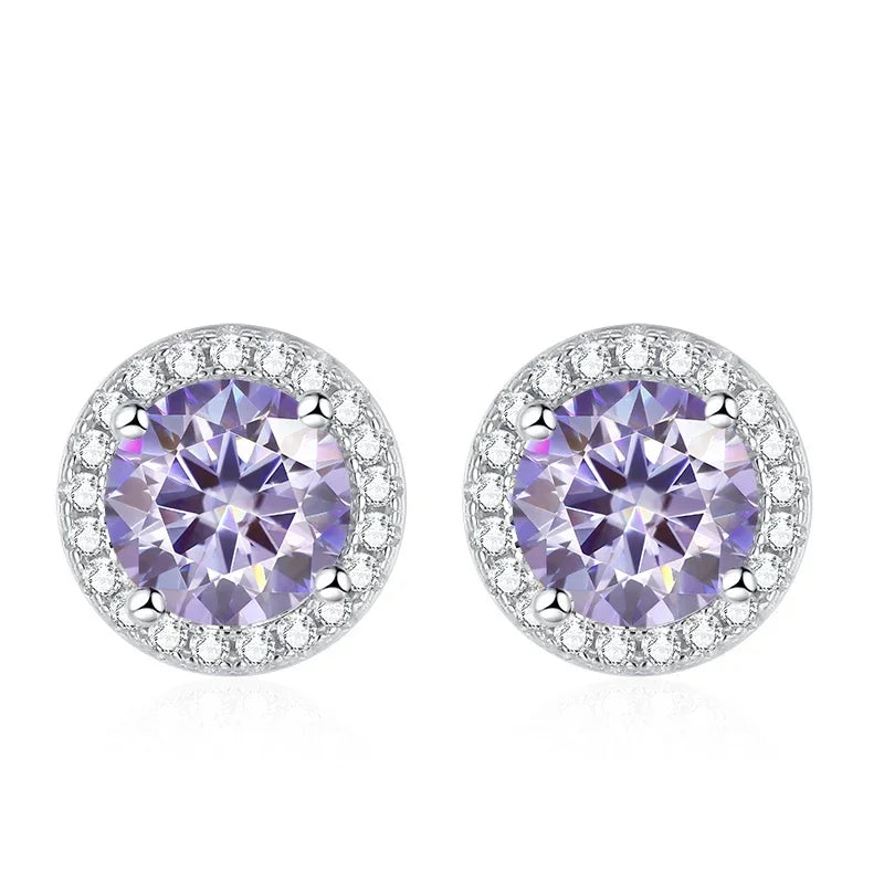 NeeTim Moissanite Ohrstecker für Damen 925 Sterling Silber Grün Blau Pink Rot Schwarz Blau Funkelnde Moissanite Ohrstecker
