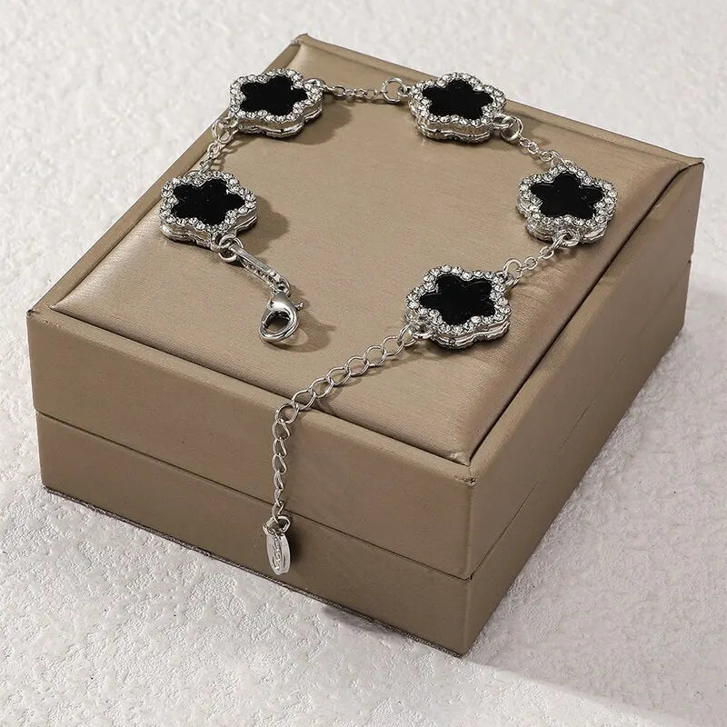Armband mit Blumenform, mehrfarbig mit glänzenden Zirkonia, verstellbare Kette, süßer Stil, Persönlichkeit, schlichtes Design, Schmuck