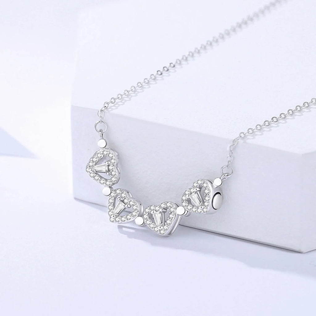 1pc Collar con dije de trébol de cuatro hojas en forma de corazón, joyería de circón para mujer, cadena de clavícula de amor, regalos, gargantilla abrible, joyería