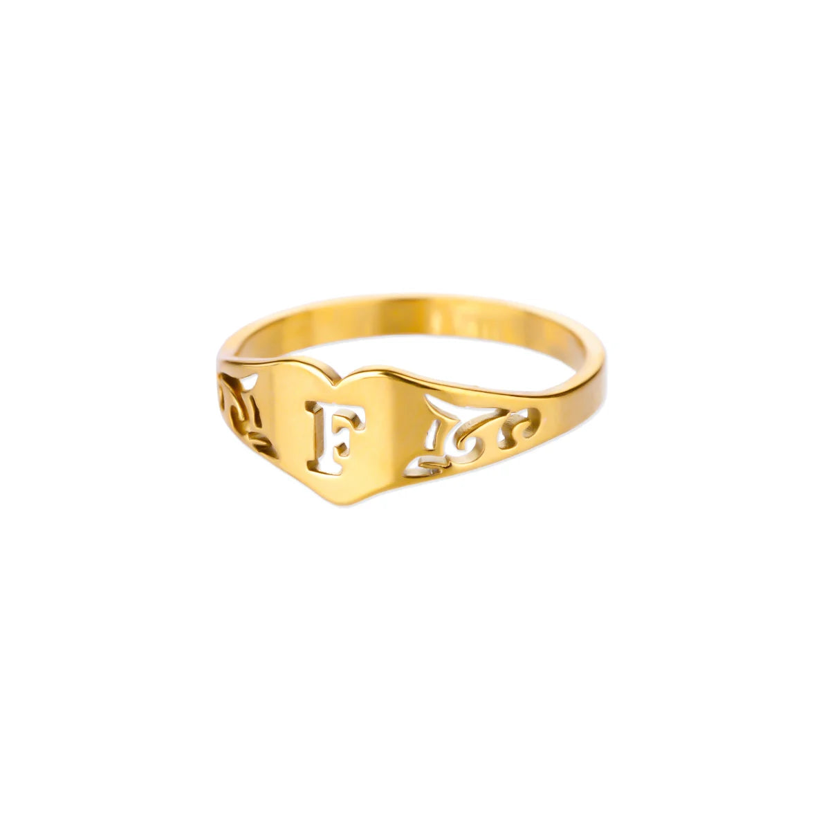 Anillos de corazón con letras iniciales huecas de moda para mujer, color dorado, acero inoxidable, anillo con letras de la A a la Z, regalo de joyería estética para boda