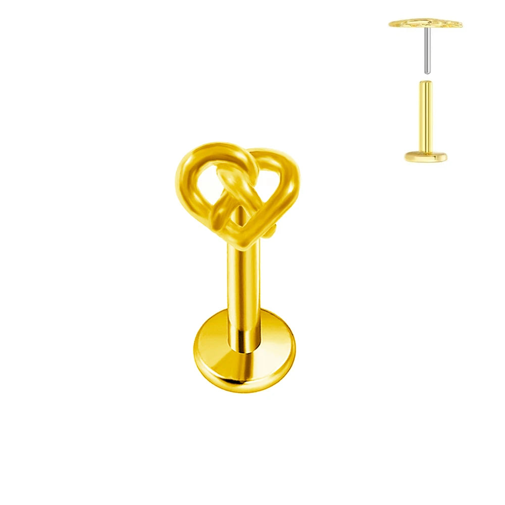 ASTM F136 G23 Titan Herzförmiger Ohrstecker 16G 18G 20G Threadless Piercing Butterfly Push-in Lippenstecker Daith Labret Conch