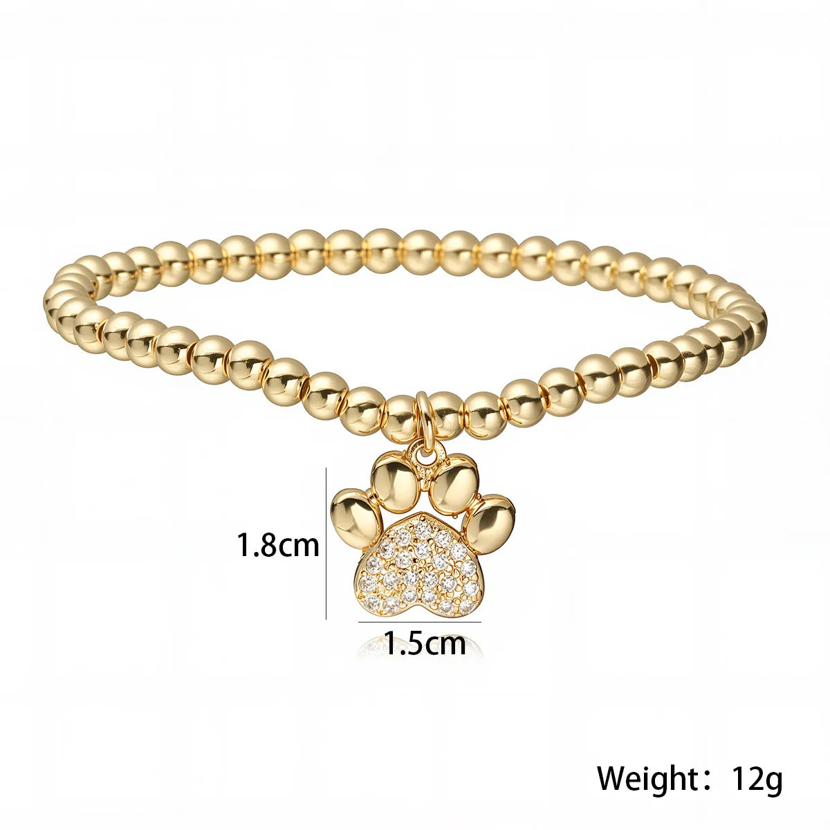 NEWBUY Nicht-Verblassende Goldfarbene Kupfer Schmuck AAA Zirkonia Pfotenanhänger Perlen Armbänder für Damen Party Schmuck