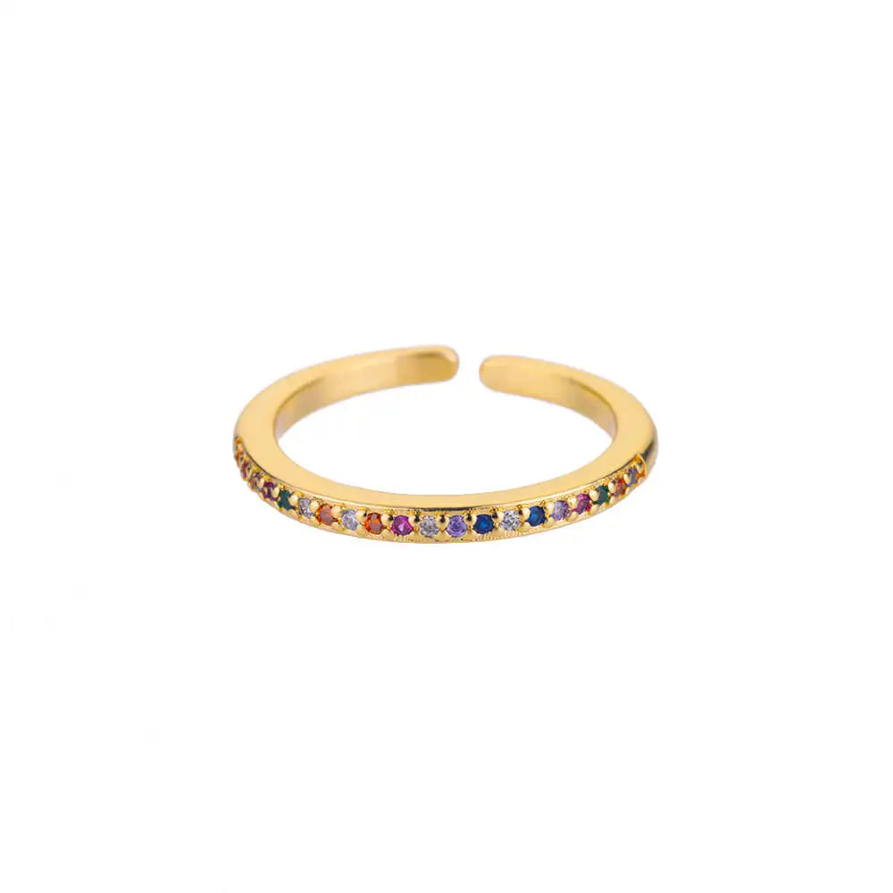 Mini Zirkon Grüne Ringe für Frauen Edelstahl Goldfarbe Verstellbarer Fingerring Verlobung Hochzeit Weihnachtsgeschenk Schmuck
