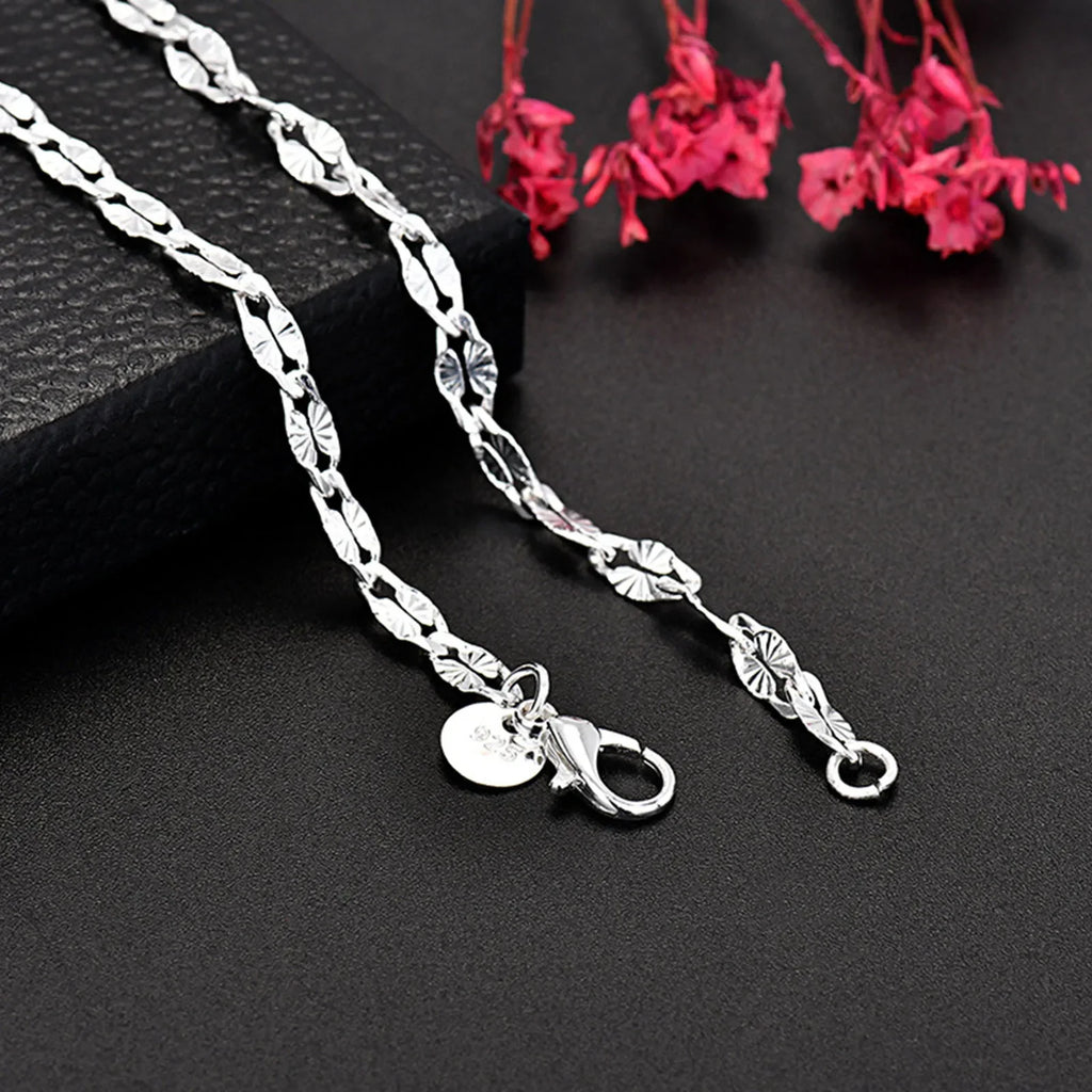 Cadenas planas de plata fina 925 para hombre y mujer, para bodas, fiestas, joyas, regalos de Navidad, 45-75 cm