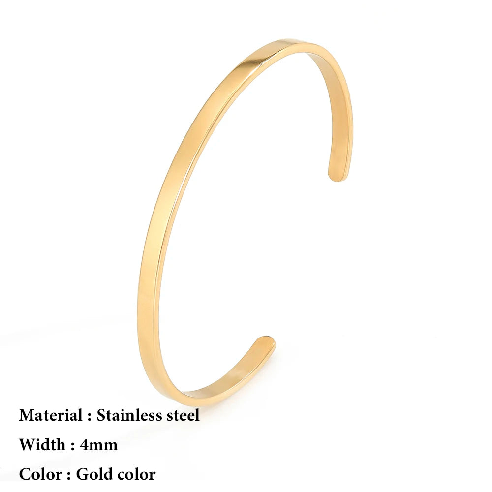 SUNIBI 4mm 6mm Edelstahl Manschette Goldfarben Armreif für Frauen Schmuck Geschenke Großhandel Dropshipping