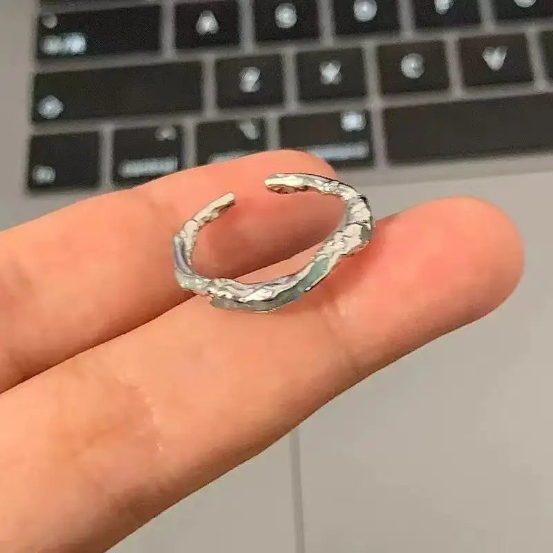 925er Sterling Silber Luxus-Qualität Schmuck Unregelmäßiger Tropfenkleber Verstellbare Ringe Für Frauen Accessoires Schmuck Argent 925
