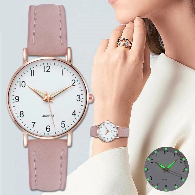 Modeuhr Für Frauen Leder Quarzuhren Damen Luxus Hintergrundbeleuchtung Armbanduhr Uhr relogio feminino