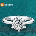 NeeTim Anillo de Moissanita de 1-5CT Anillo de Solitario de Diamante de Laboratorio para Mujer Anillo de Compromiso de Plata S925 Joyería de Boda Certificado