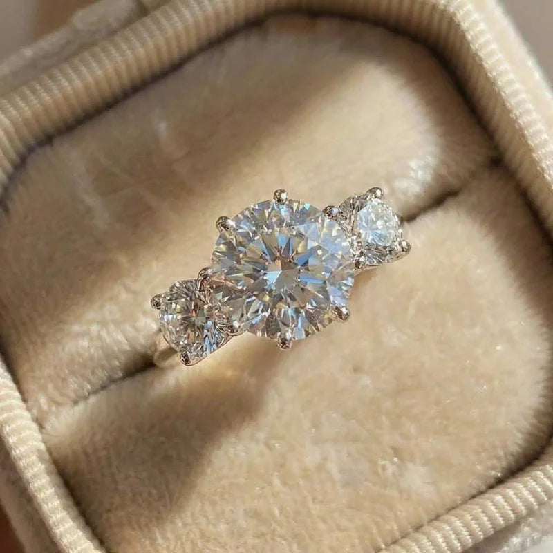 Anillos de boda elegantes y sencillos de plata de ley 925 para mujer con circonita cúbica brillante Anillos de compromiso Joyería de eternidad