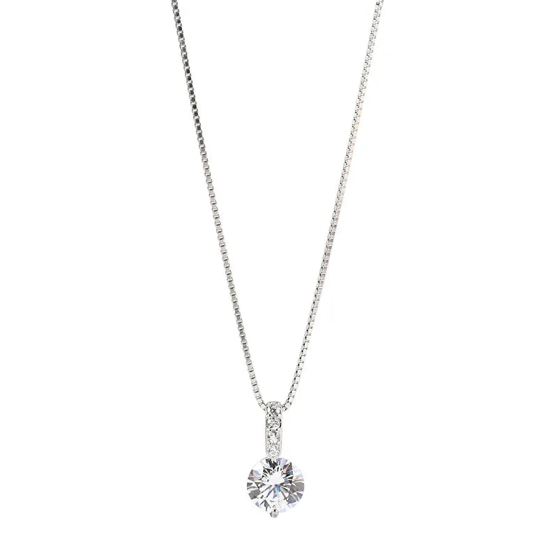 925 Plata de ley Gargantilla Cadena con Colgantes de Circonitas Redondas Collares Joyería para Mujer Exquisitos Dijes Elegantes Accesorios