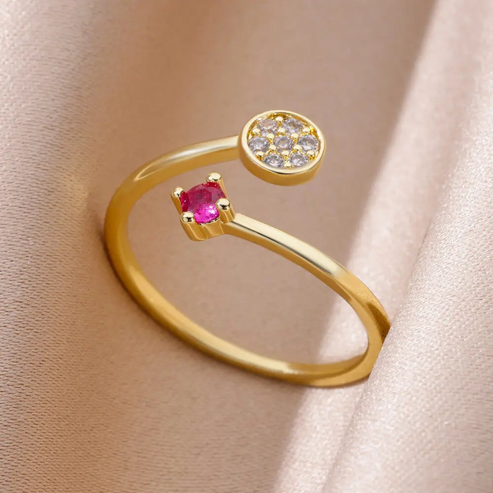 Winzige grüne Zirkon-Rundringe für Frauen, geometrischer Edelstahlring, luxuriöser Hochzeits-Weihnachtsschmuck, Geschenk, kostenloser Versand