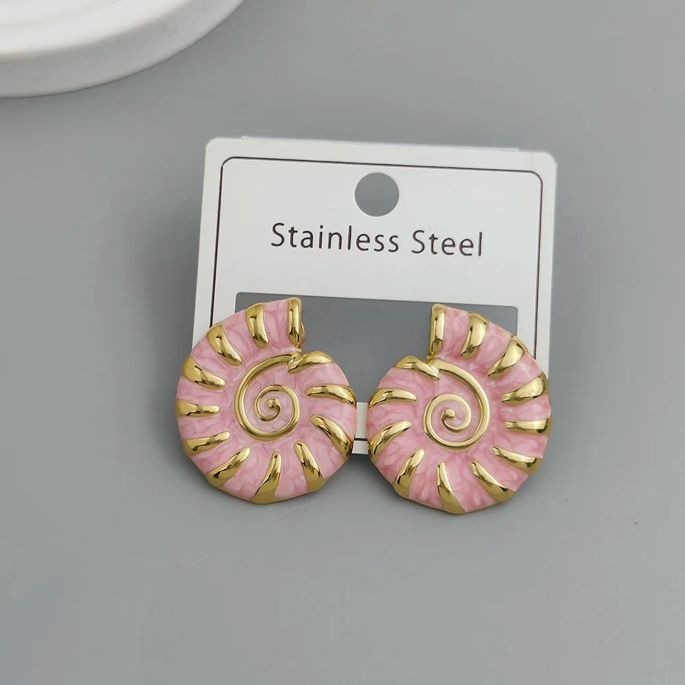 Kreative muschelfarbene Emaille-Edelstahl-Ohrringe, wasserdichte und rostfreie Damenohrringe, Partyschmuck
