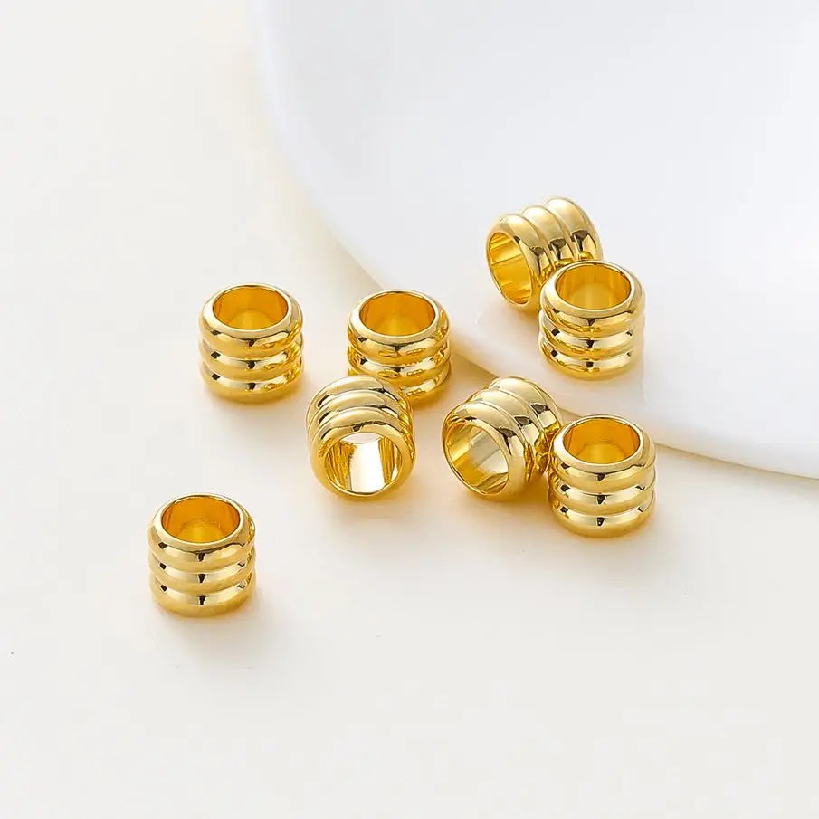 20 30 50 Stücke/Charge 14K 18K Vergoldeter Zylinder Charme Metallperlen Lose Zwischenperlen Für Armband DIY Schmuckherstellung Zubehör