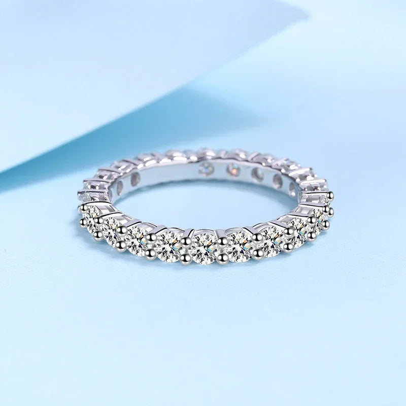 NeeTim 3mm Diamantring für Damen, Moissanit, Sterlingsilber 925 mit Weißgold-Beschichtung, Ehering, Verlobungsband, Luxusringe