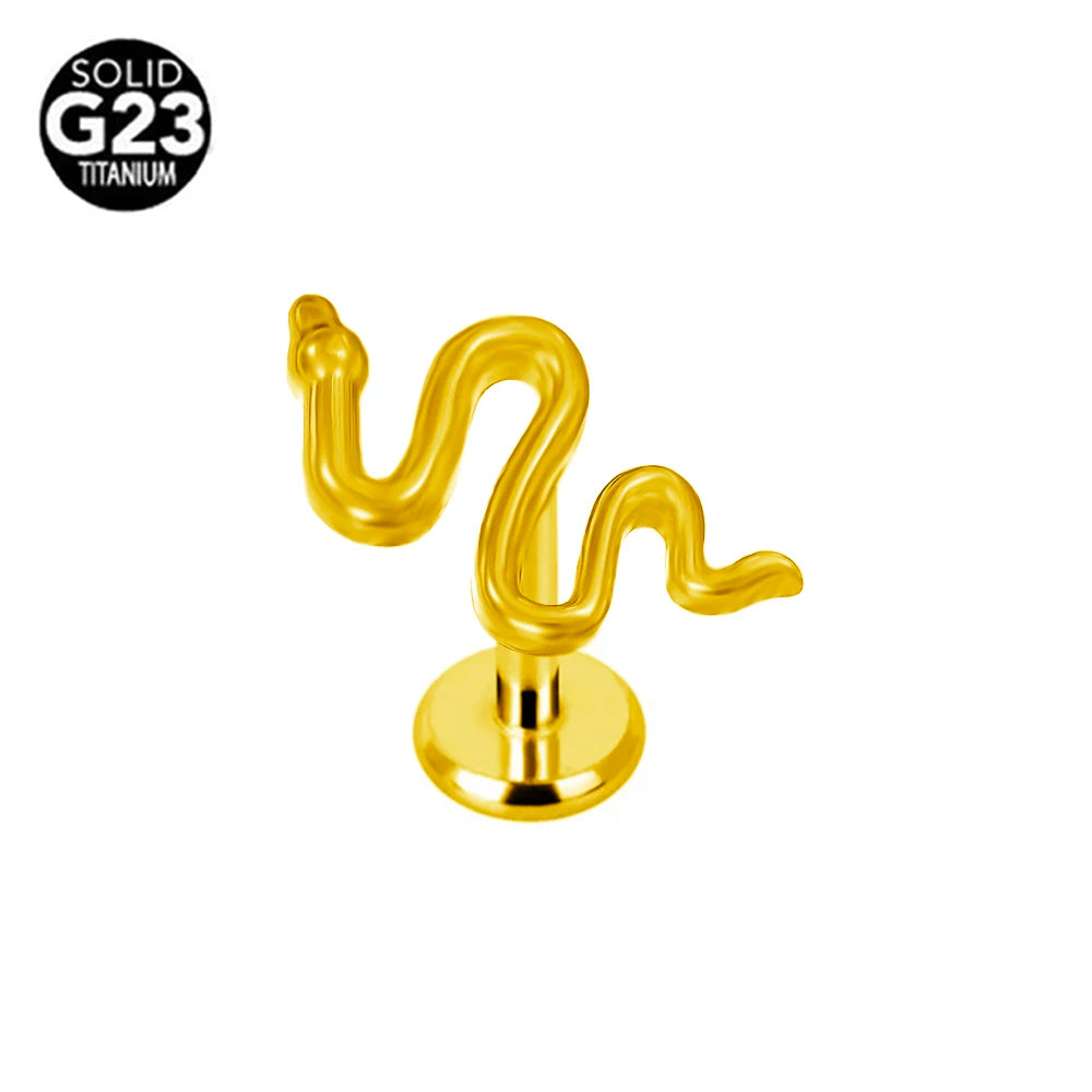 Piercing Labret G23 Titanio Serpiente Abeja Pluma 16G Rosca Interna Pendiente Cartílago Hélice Joyería Corporal