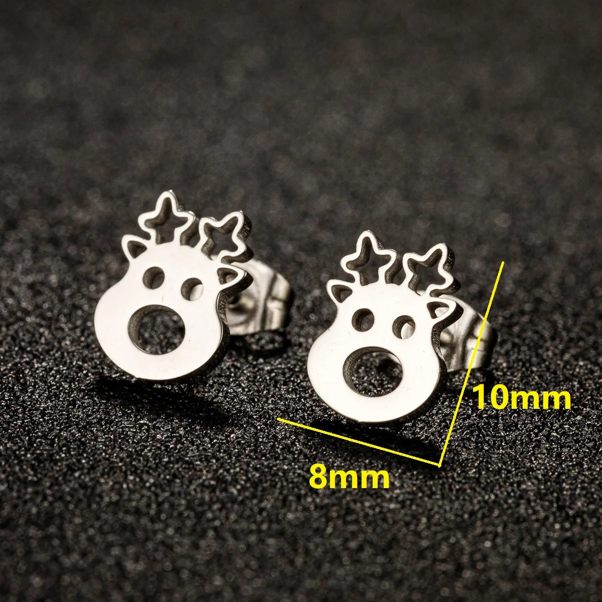 High Quality Stainless Steel Stud Earrings Girl Snowflake Elk Deer Silver Color Tragus Piercing Women'S Earrings Christmas Gifts