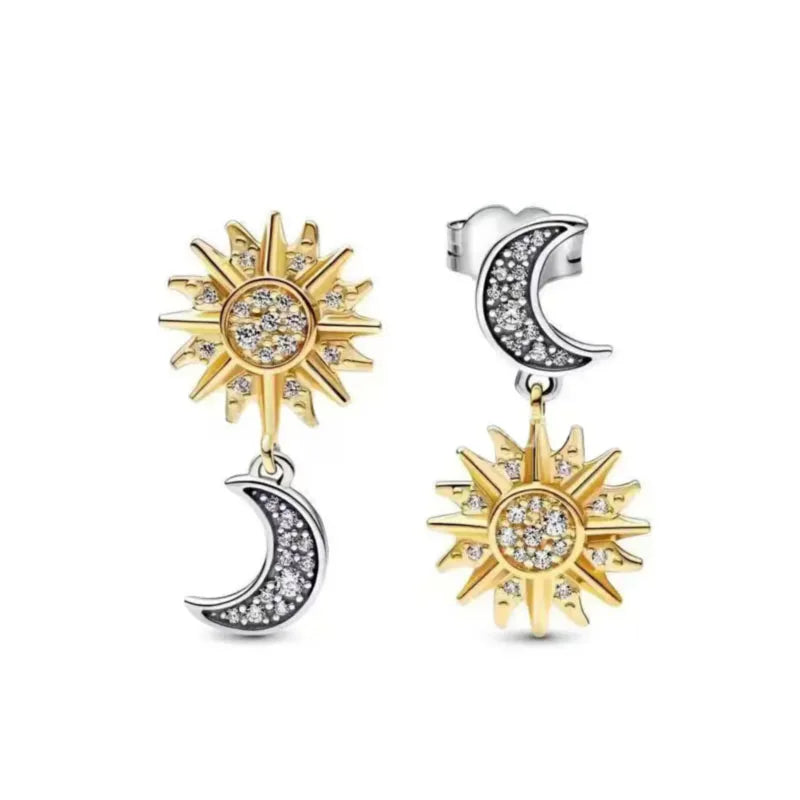 Pendientes de tuerca europeos con cruz de girasol, color dorado, para mujer, festival, exquisitos abalorios, regalos de joyería, plata 925