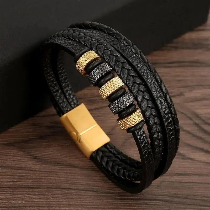 Klassisches Herren Lederarmband Neuer Stil Handgewebt Mehrschichtige Kombination Accessoire Mode Herrenschmuck Großhandel Dropshipping