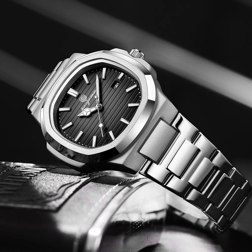 PAAZOMU Reloj de pulsera de lujo para hombre, impermeable, luminoso, cronógrafo, de acero inoxidable, para hombre, reloj de cuarzo, reloj hombre