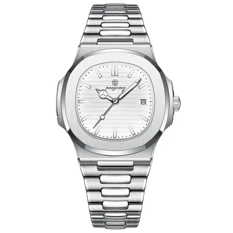 Reloj de pulsera de cuarzo PAAZOMU Business Casual para hombre, impermeable, con manecillas luminosas, correa clásica y duradera, reloj de moda para el trabajo diario