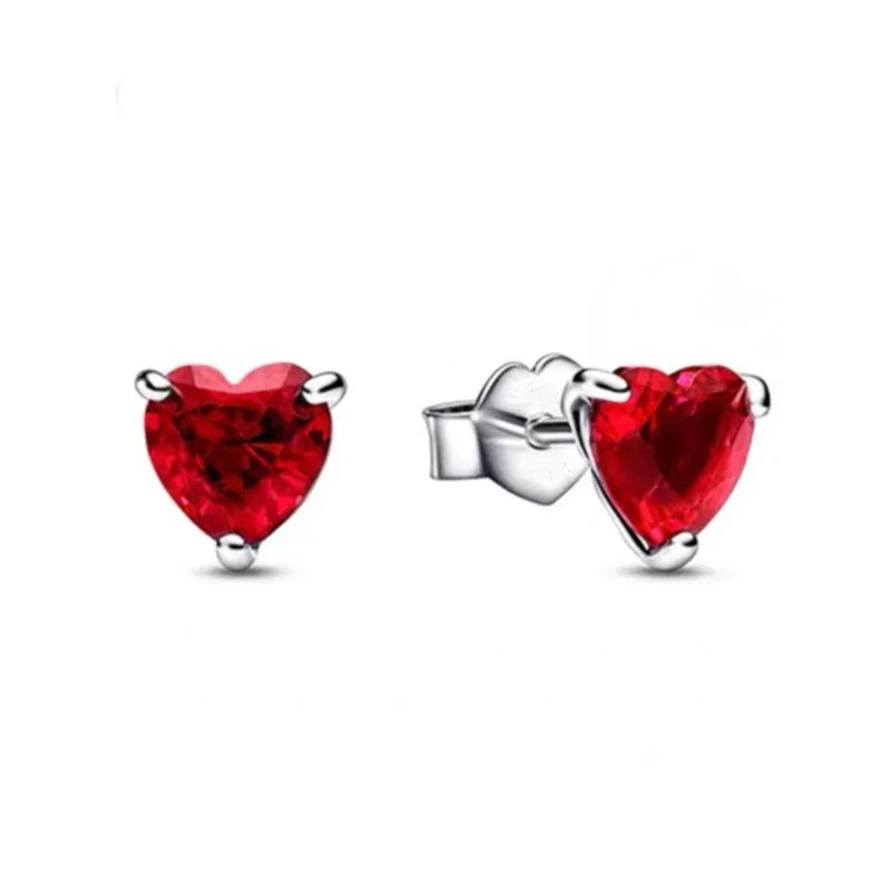 Neue S925 Silber Herz-Stein-Ohrstecker geeignet für Valentinstag, Muttertag, Jubiläumsgeschenk DIY Charm-Schmuck