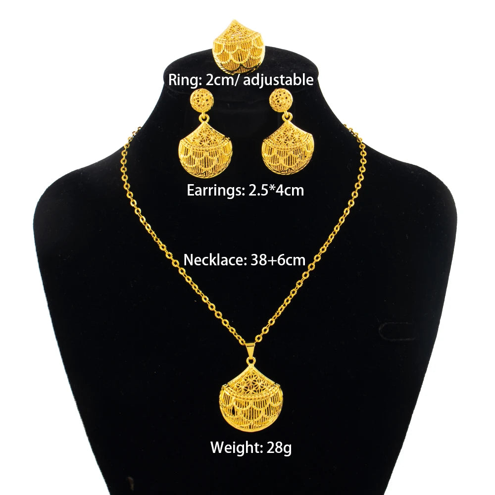 Modeschmuck-Set aus Gold, Edelstahl-Ohrringe und Halsketten für Damen, einfaches Persönlichkeitsgeschenk, Hochzeitsfeier-Accessoires