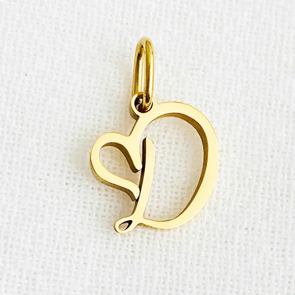 SUNIBI Heart Art Initial Alphabet Pendant DIY Name Customized Birthday Gift Stainless Steel Women Fashion Jewelry A-Z Wholesale