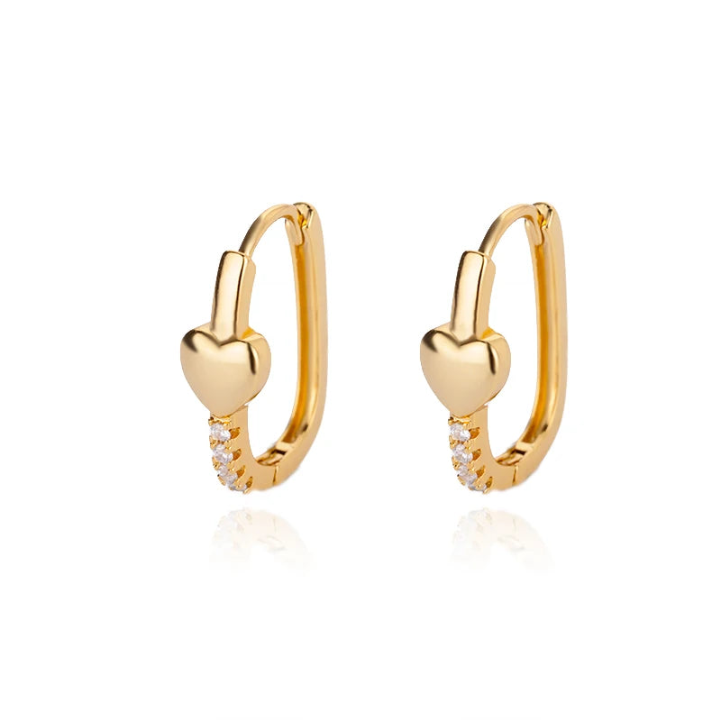 Zirkon Herz Ohrringe für Damen, Edelstahl, goldfarben, Piercing-Ohrringe, Trendschmuck 2025, Aretes, Accessoires für Frauen