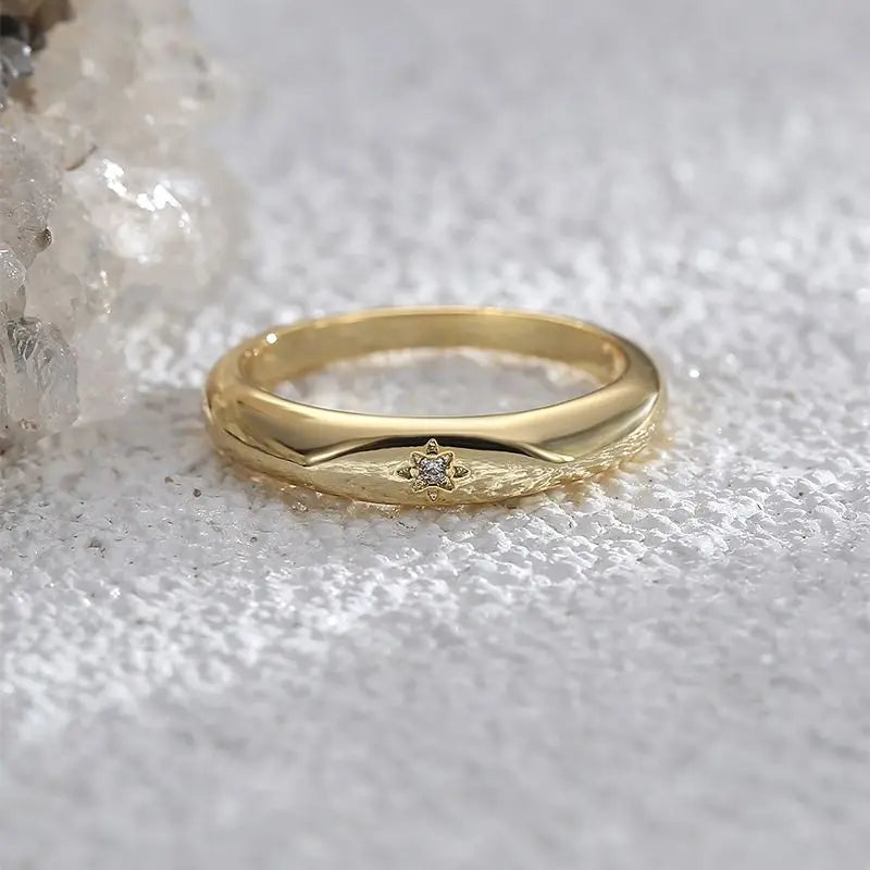 925 Sterling Silber Mode Hochzeit Nordstern Ring für Frauen Cubiz Zirkon Fingerringe Weiblicher Verlobungsschmuck Zubehör